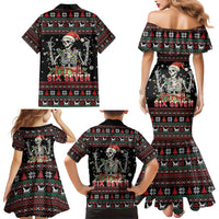 Six Seven Santa Skeleton Family Matching Mermaid Dress and Hawaiian Shirt Funny Christmas Skull - Wonder Print Shop