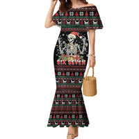 Six Seven Santa Skeleton Family Matching Mermaid Dress and Hawaiian Shirt Funny Christmas Skull - Wonder Print Shop