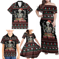 Six Seven Santa Skeleton Family Matching Off Shoulder Maxi Dress and Hawaiian Shirt Funny Christmas Skull - Wonder Print Shop