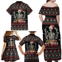 Six Seven Santa Skeleton Family Matching Off Shoulder Maxi Dress and Hawaiian Shirt Funny Christmas Skull - Wonder Print Shop