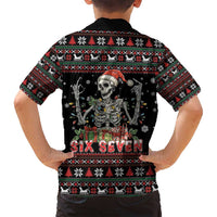 Six Seven Santa Skeleton Family Matching Off Shoulder Short Dress and Hawaiian Shirt Funny Christmas Skull - Wonder Print Shop