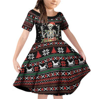 Six Seven Santa Skeleton Family Matching Off Shoulder Short Dress and Hawaiian Shirt Funny Christmas Skull - Wonder Print Shop