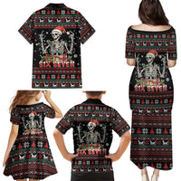 Six Seven Santa Skeleton Family Matching Puletasi and Hawaiian Shirt Funny Christmas Skull - Wonder Print Shop
