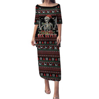 Six Seven Santa Skeleton Family Matching Puletasi and Hawaiian Shirt Funny Christmas Skull - Wonder Print Shop