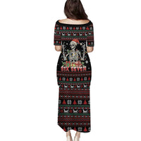Six Seven Santa Skeleton Family Matching Puletasi and Hawaiian Shirt Funny Christmas Skull - Wonder Print Shop