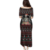 Six Seven Santa Skeleton Family Matching Puletasi and Hawaiian Shirt Funny Christmas Skull - Wonder Print Shop