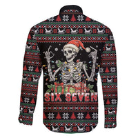 Six Seven Santa Skeleton Family Matching Short Sleeve Bodycon Dress and Hawaiian Shirt Funny Christmas Skull - Wonder Print Shop