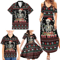 Six Seven Santa Skeleton Family Matching Summer Maxi Dress and Hawaiian Shirt Funny Christmas Skull - Wonder Print Shop
