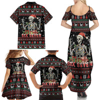 Six Seven Santa Skeleton Family Matching Summer Maxi Dress and Hawaiian Shirt Funny Christmas Skull - Wonder Print Shop