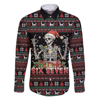 Six Seven Santa Skeleton Family Matching Summer Maxi Dress and Hawaiian Shirt Funny Christmas Skull - Wonder Print Shop