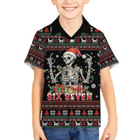 Six Seven Santa Skeleton Family Matching Tank Maxi Dress and Hawaiian Shirt Funny Christmas Skull - Wonder Print Shop