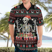 Six Seven Santa Skeleton Hawaiian Shirt Funny Christmas Skull - Wonder Print Shop