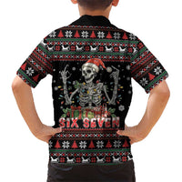 Six Seven Santa Skeleton Hawaiian Shirt Funny Christmas Skull - Wonder Print Shop