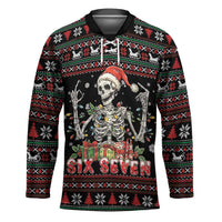 Six Seven Santa Skeleton Hockey Jersey Funny Christmas Skull - Wonder Print Shop