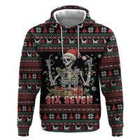 Six Seven Santa Skeleton Hoodie Funny Christmas Skull - Wonder Print Shop