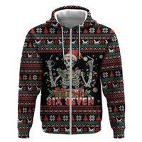 Six Seven Santa Skeleton Hoodie Funny Christmas Skull - Wonder Print Shop