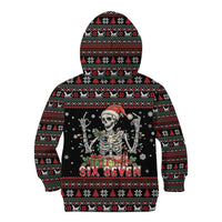 Six Seven Santa Skeleton Kid Hoodie Funny Christmas Skull - Wonder Print Shop