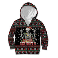 Six Seven Santa Skeleton Kid Hoodie Funny Christmas Skull - Wonder Print Shop
