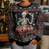 Six Seven Santa Skeleton Kid Ugly Christmas Sweater Funny Christmas Skull - Wonder Print Shop