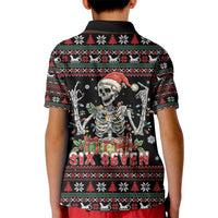 Six Seven Santa Skeleton Kid Polo Shirt Funny Christmas Skull - Wonder Print Shop