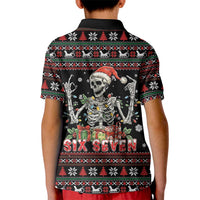 Six Seven Santa Skeleton Kid Polo Shirt Funny Christmas Skull - Wonder Print Shop