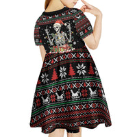 Six Seven Santa Skeleton Kid Short Sleeve Dress Funny Christmas Skull - Wonder Print Shop
