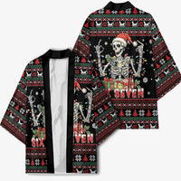 Six Seven Santa Skeleton Kimono Funny Christmas Skull - Wonder Print Shop
