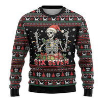 Six Seven Santa Skeleton Ugly Christmas Sweater Funny Christmas Skull - Wonder Print Shop