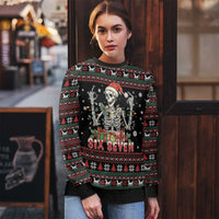 Six Seven Santa Skeleton Ugly Christmas Sweater Funny Christmas Skull - Wonder Print Shop