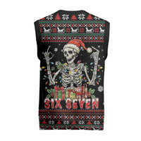 Six Seven Santa Skeleton Christmas Knitted V-Neck Vest Funny Christmas Skull - Wonder Print Shop