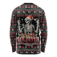 Six Seven Santa Skeleton Long Sleeve Shirt Funny Christmas Skull - Wonder Print Shop