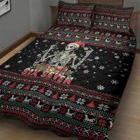 Six Seven Santa Skeleton Quilt Bed Set Funny Christmas Skull - Wonder Print Shop