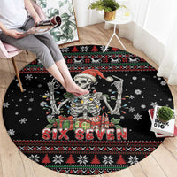 Six Seven Santa Skeleton Round Carpet Funny Christmas Skull - Wonder Print Shop