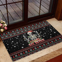 Six Seven Santa Skeleton Rubber Doormat Funny Christmas Skull - Wonder Print Shop