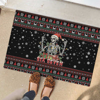 Six Seven Santa Skeleton Rubber Doormat Funny Christmas Skull - Wonder Print Shop