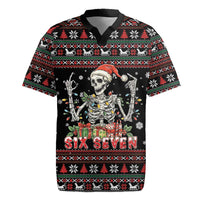 Six Seven Santa Skeleton Rugby Jersey Funny Christmas Skull - Wonder Print Shop