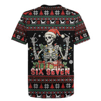 Six Seven Santa Skeleton Rugby Jersey Funny Christmas Skull - Wonder Print Shop