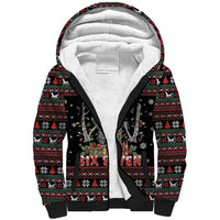 Six Seven Santa Skeleton Sherpa Hoodie Funny Christmas Skull - Wonder Print Shop