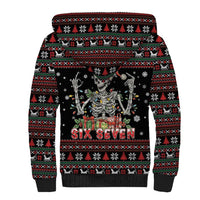 Six Seven Santa Skeleton Sherpa Hoodie Funny Christmas Skull - Wonder Print Shop