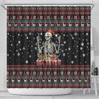 Six Seven Santa Skeleton Shower Curtain Funny Christmas Skull - Wonder Print Shop