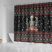 Six Seven Santa Skeleton Shower Curtain Funny Christmas Skull - Wonder Print Shop