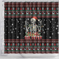 Six Seven Santa Skeleton Shower Curtain Funny Christmas Skull - Wonder Print Shop
