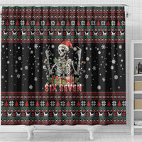 Six Seven Santa Skeleton Shower Curtain Funny Christmas Skull - Wonder Print Shop