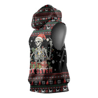Six Seven Santa Skeleton Sleeveless Hoodie Funny Christmas Skull - Wonder Print Shop