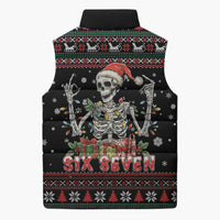 Six Seven Santa Skeleton Sleeveless Puffer Jacket Funny Christmas Skull - Wonder Print Shop