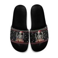 Six Seven Santa Skeleton Slide Sandals Funny Christmas Skull - Wonder Print Shop