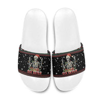 Six Seven Santa Skeleton Slide Sandals Funny Christmas Skull - Wonder Print Shop