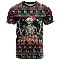 Six Seven Santa Skeleton T Shirt Funny Christmas Skull - Wonder Print Shop