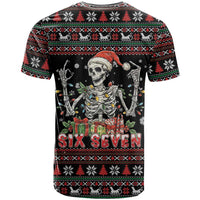 Six Seven Santa Skeleton T Shirt Funny Christmas Skull - Wonder Print Shop