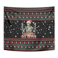 Six Seven Santa Skeleton Tapestry Funny Christmas Skull - Wonder Print Shop